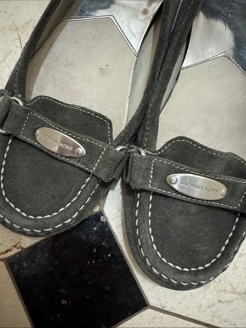 Michael Kors Dark Gray Suede Moccasin Loafers